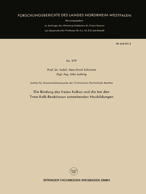 cover image of Die Bindung des freien Kalkes und die bei den Trass-Kalk-Reaktionen entstehenden Neubildungen